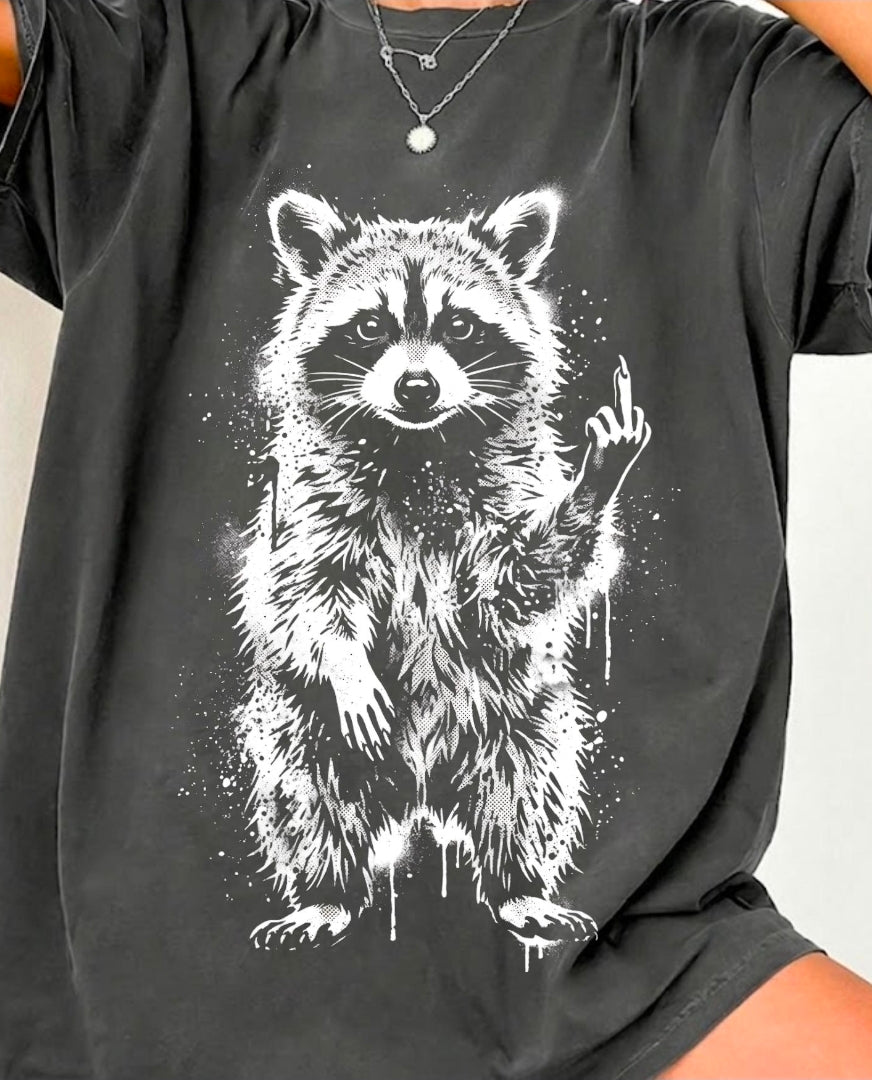 One Finger Salute Raccoon