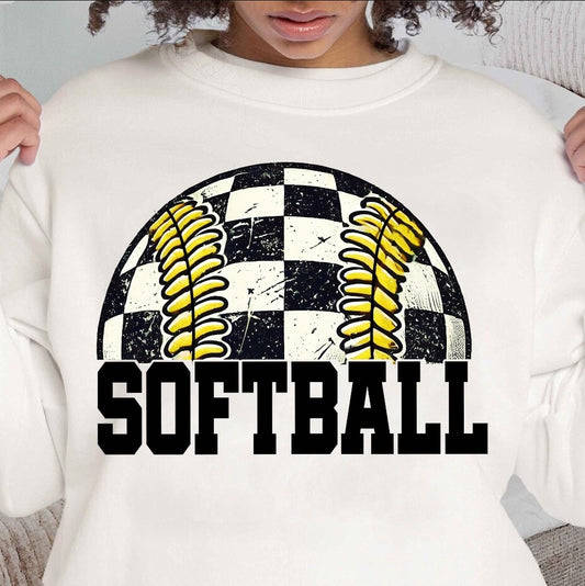 Softball checkered - t-shirt