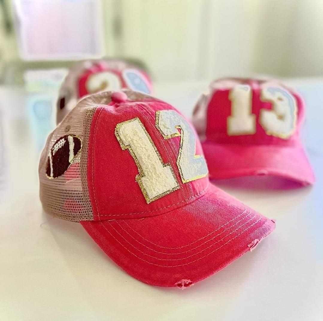 Numbered Distressed Hats